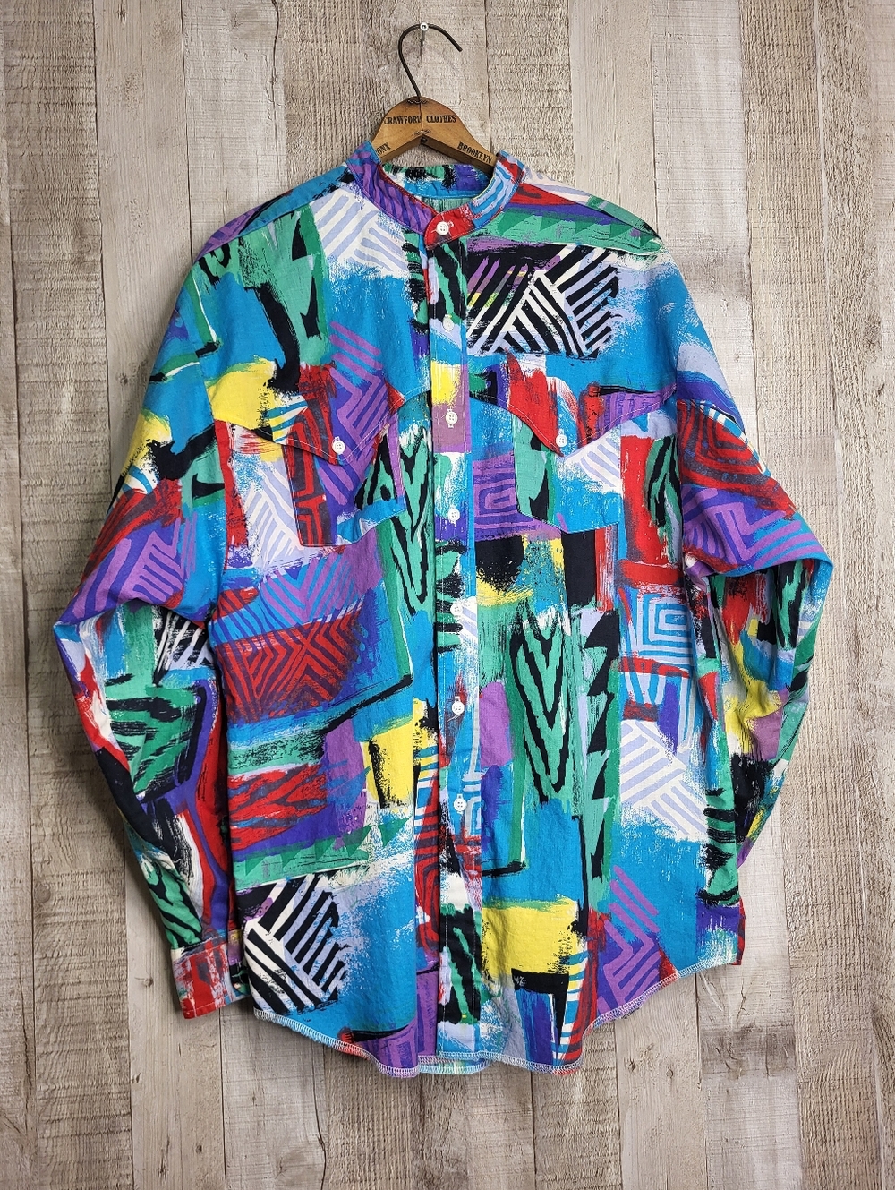 Panhandle Slim Men's Multicolor Abstract Print Button-Up Shirt. Size Large